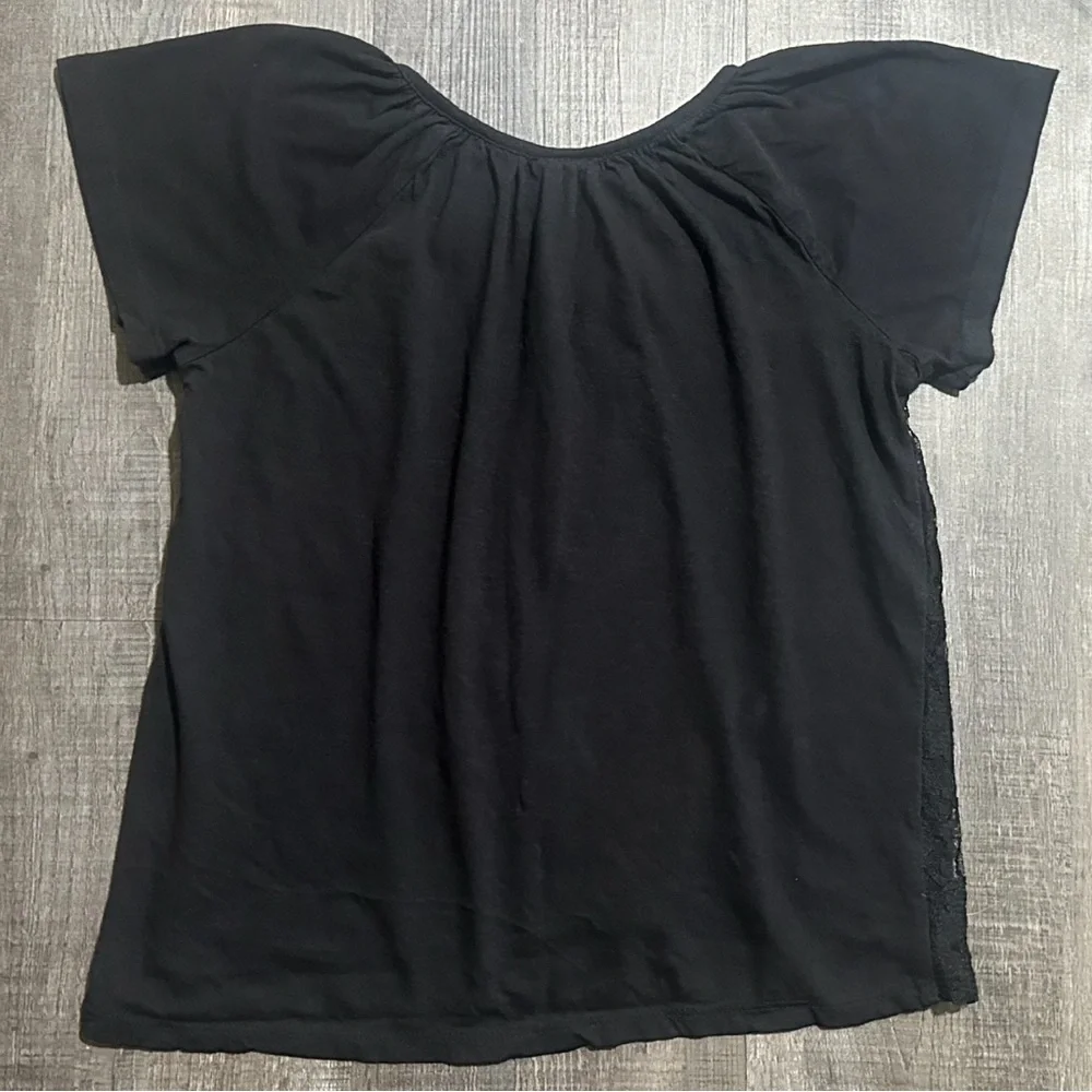💞 Little Girls Size 7 - 8 Black Lace Keyhole Flutter Sleeve Blouse